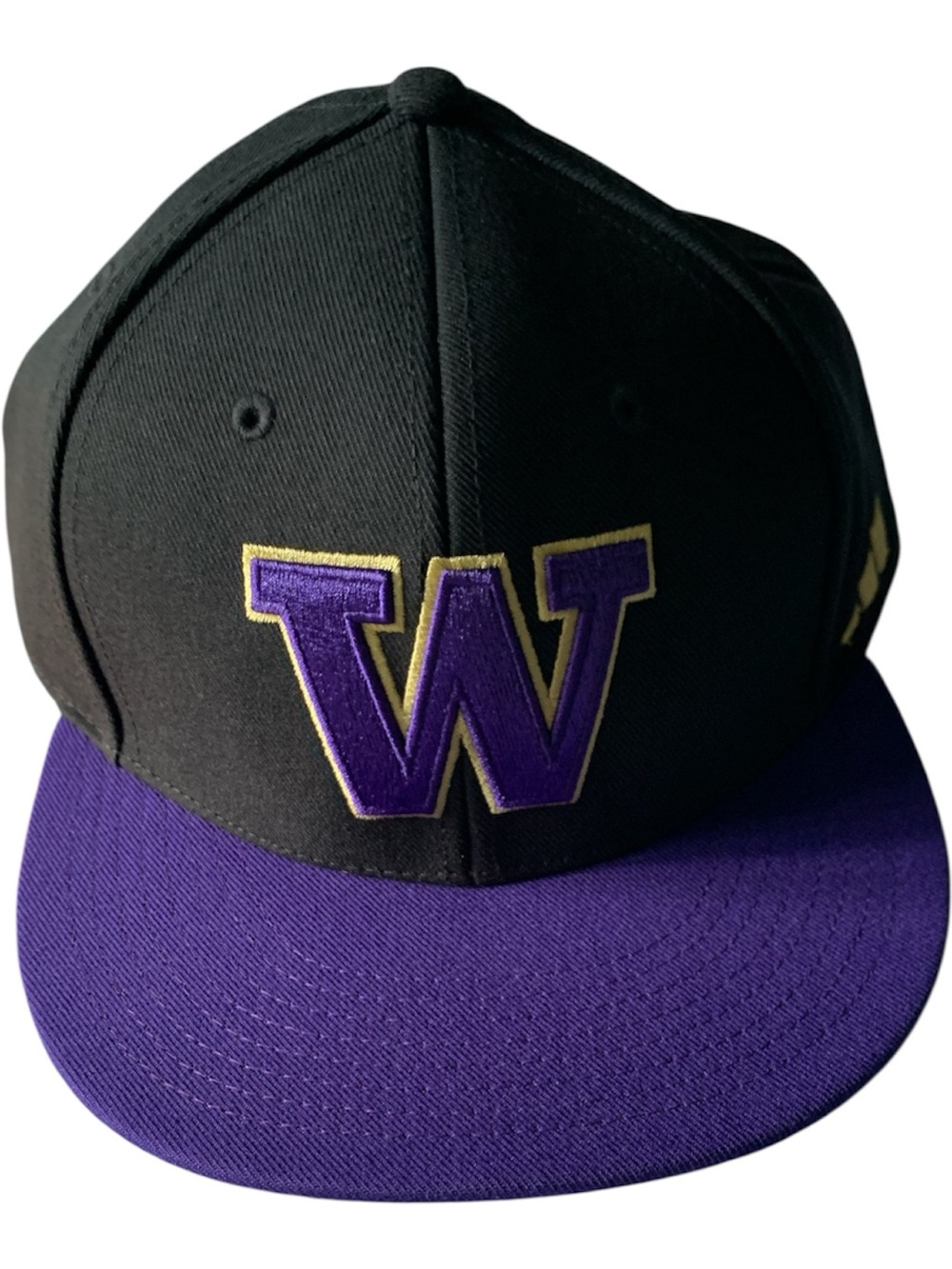 adidas Black Hat with Purple & Gold 'W' Embroidery